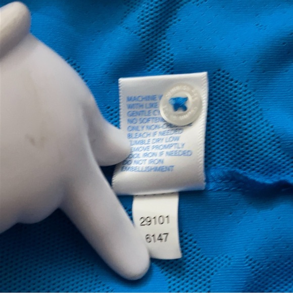 Southern Tide Polo Shirt Mens L Short Sleeve Performance Camo Shark Print Blue - Picture 5 of 5